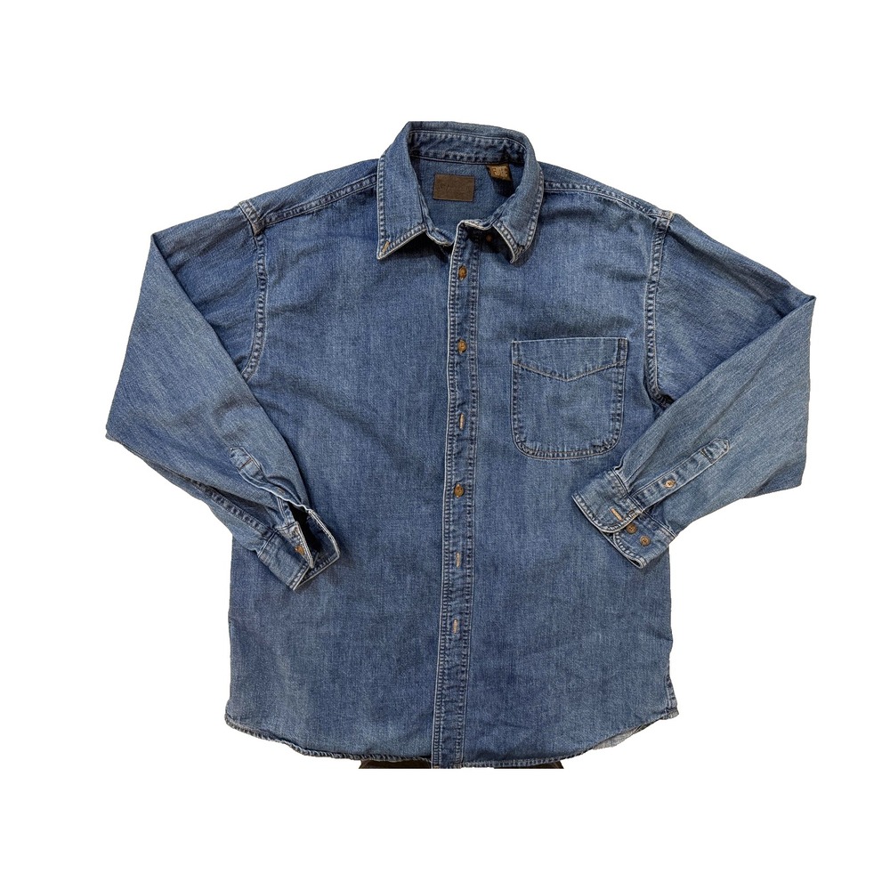 Vintage 90s St. John's‎ Bay Denim Shirt Jacket Men's Med Button Up Workwear Blue